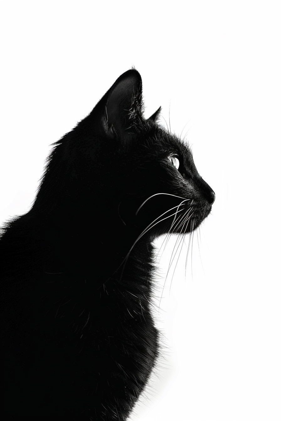 Minimalist black cat silhouette with light gradient wall art
