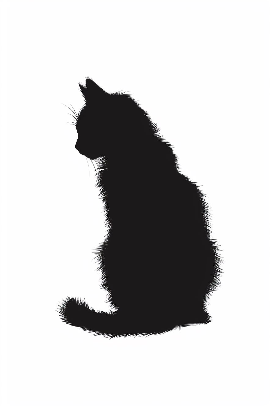 Minimalist black cat silhouette with soft light gradient