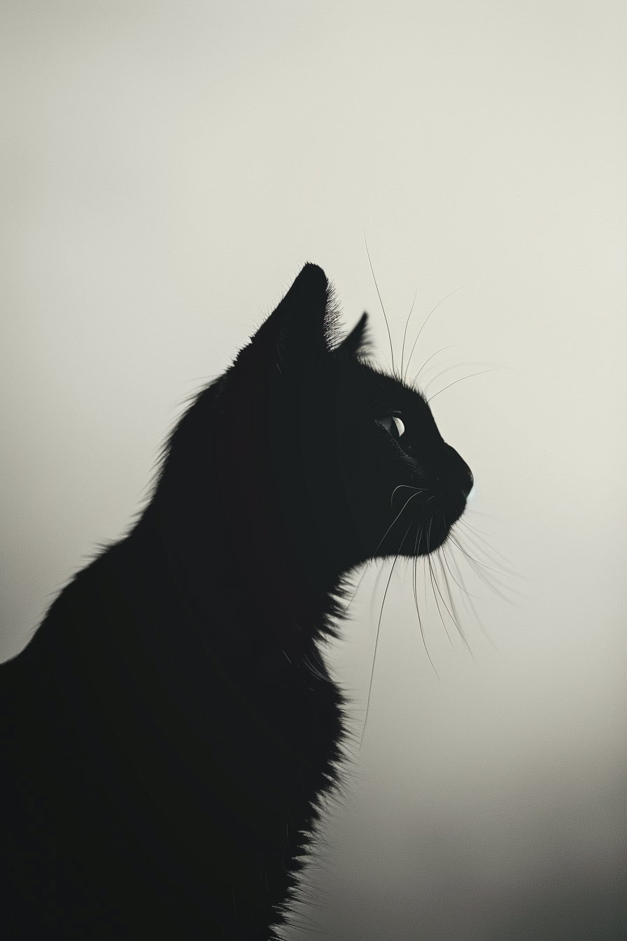 Minimalist black cat silhouette with soft light gradient