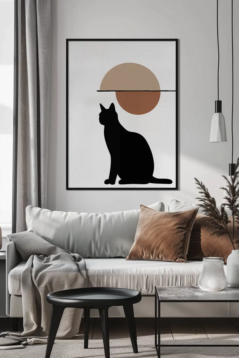 Modern Minimalist Cat Printable Wall Art for Stylish Decor
