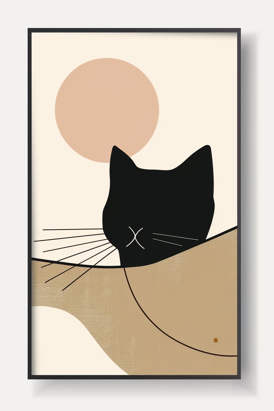 Abstract modern cat poster with minimalistic design and clean layout