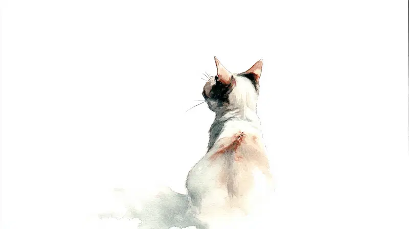 Delicate Watercolor Cat Art for Minimalist Home Decor