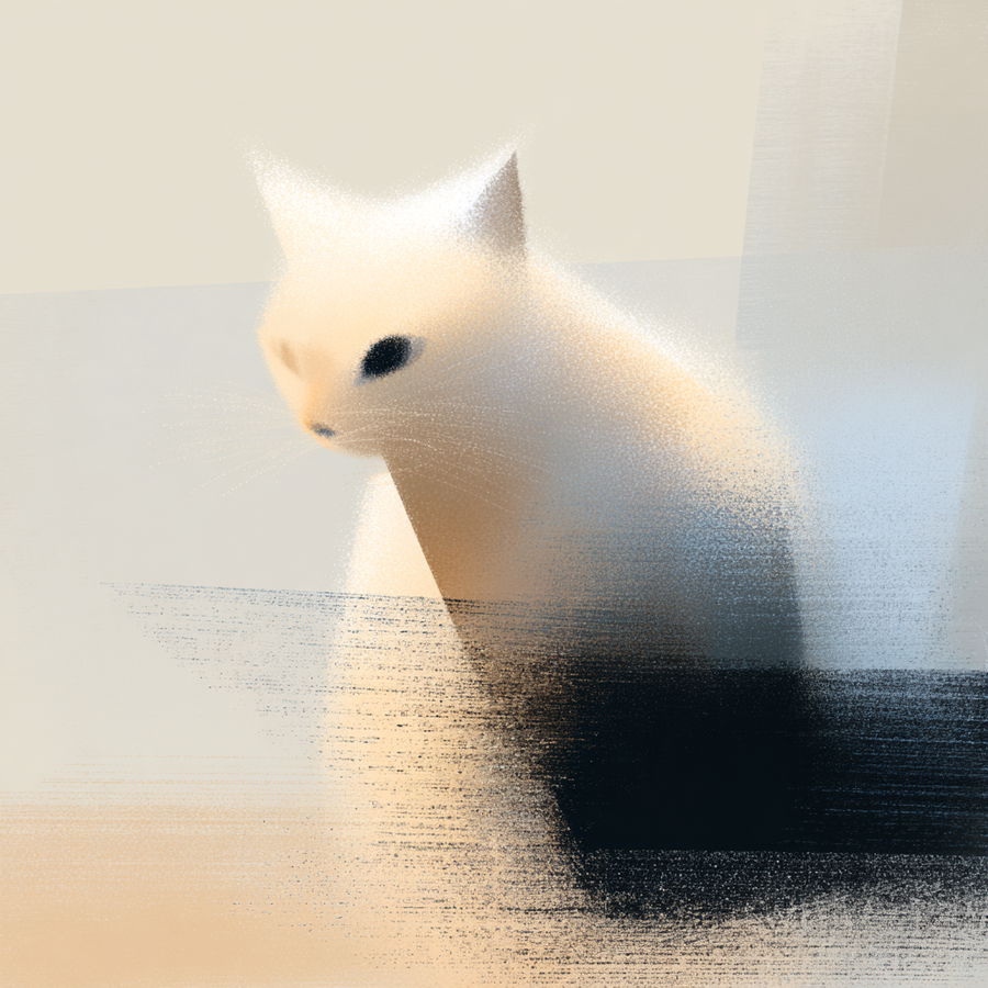 Cute abstract cat in Andrea Antinori style with soft colors
