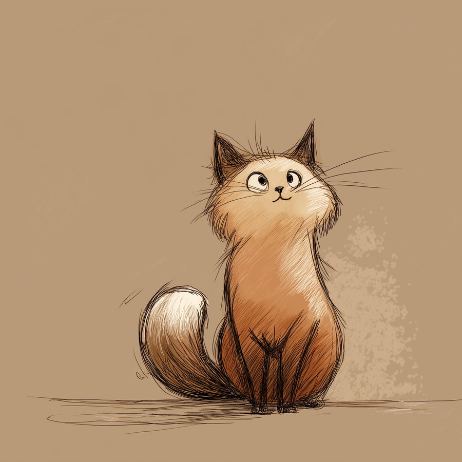 Cute cat with a tiny tail playing in sunlight