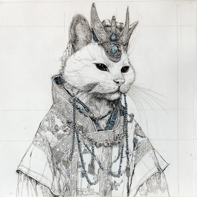 Whimsical Empress Cat Drawing for Fun Home Decor Inspiration