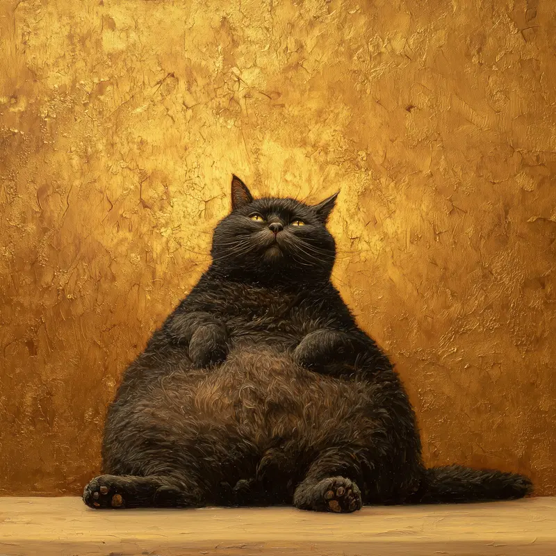 Antique Oil Painting of a Fat Cat for Unique Home Decor Inspiration