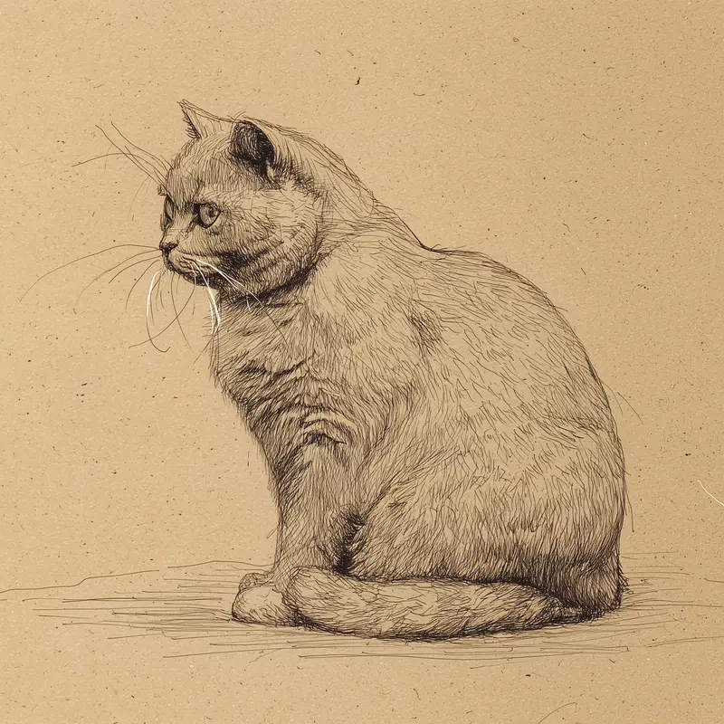 Warm Minimalist Cat Sketch Art for Cozy Home Decor