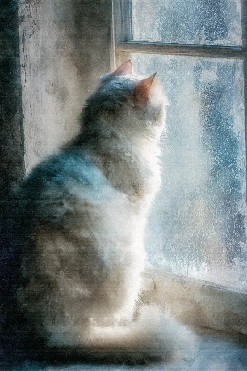 Cozy Winter Cat Aesthetic by Frosted Window Inspiration