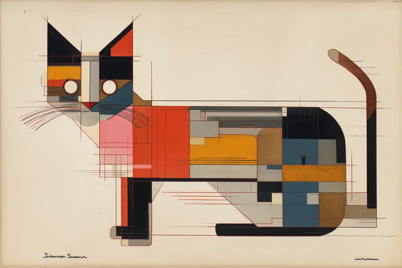 Geometric Black Cat Art for Modern Home Decor Inspiration