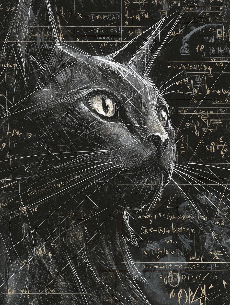 Grunge cat with geometric patterns in urban graffiti setting