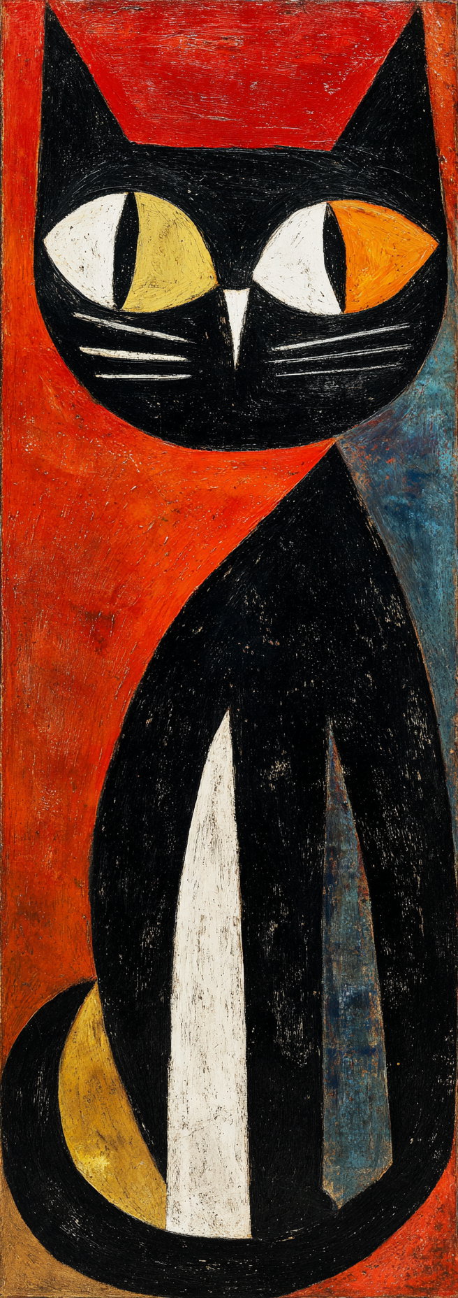 Happy cat lounging in vibrant abstract colors by Arthur Dove