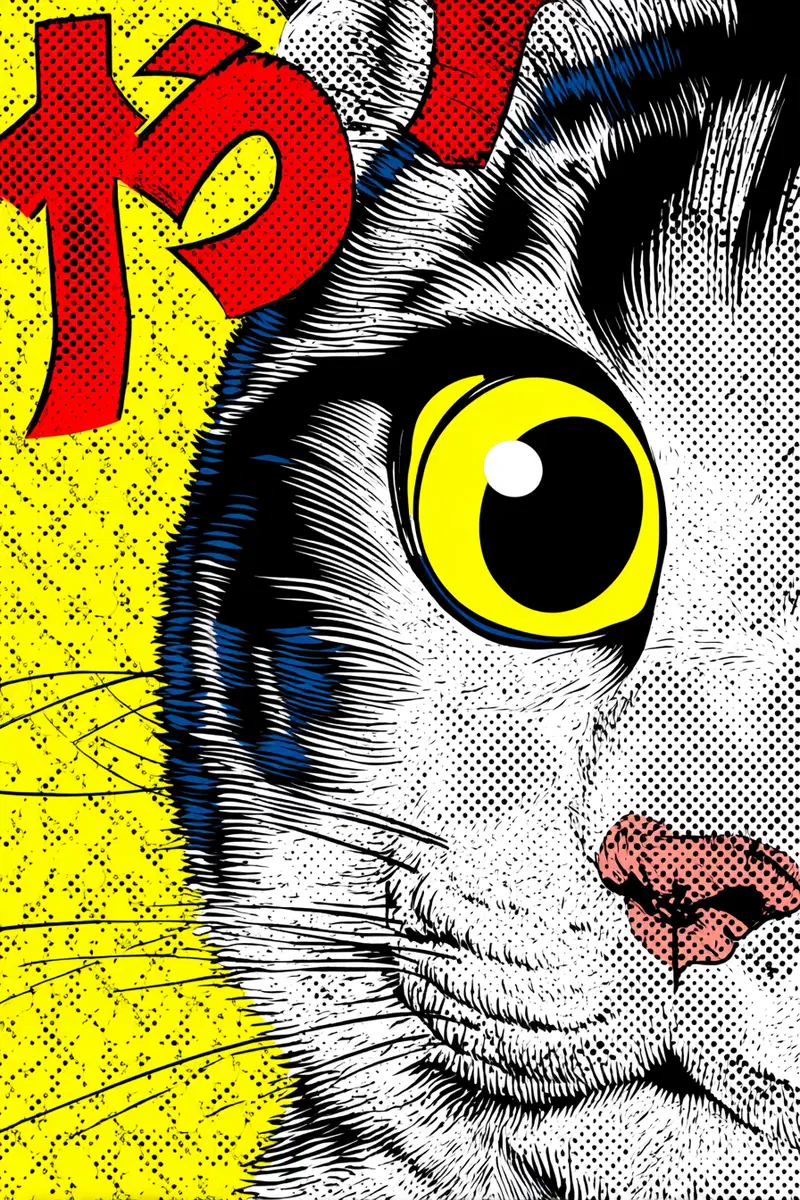 Japanese Cat Pop Art Comic Book Poster Decor Inspiration