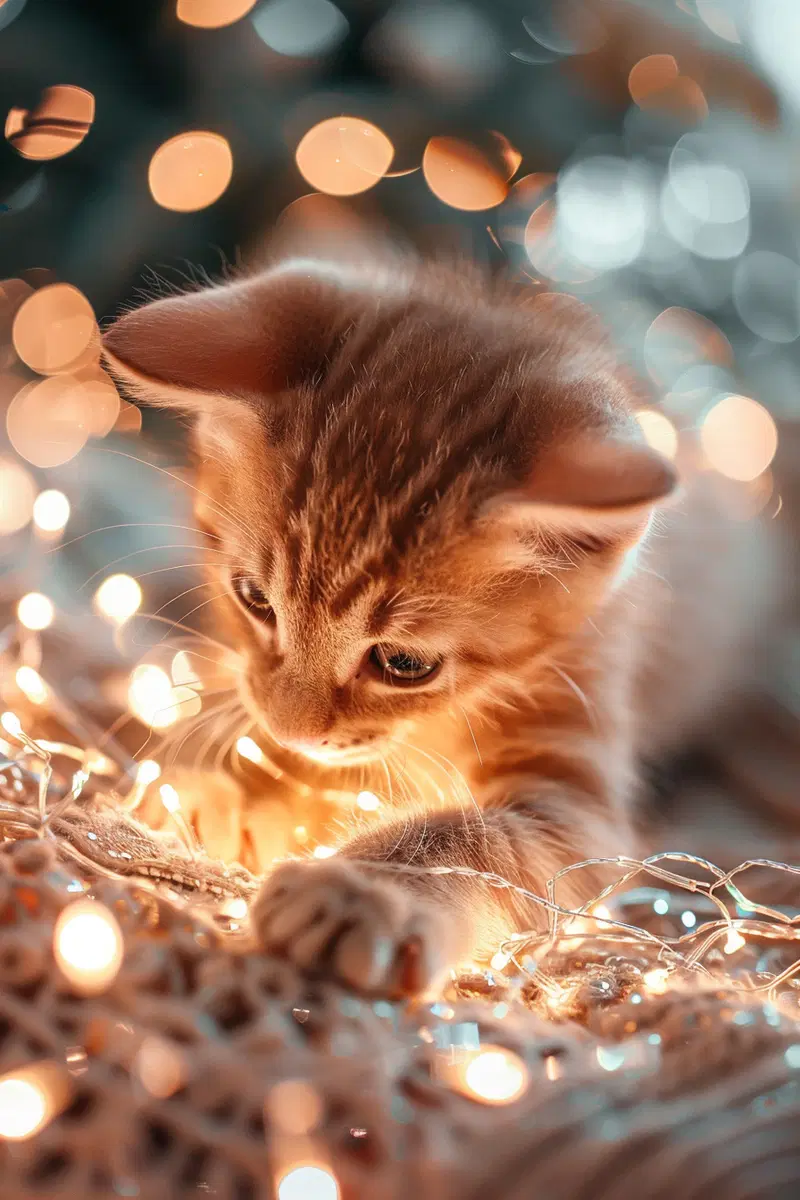Cozy Kitten Aesthetic with Fairy Lights Inspiration