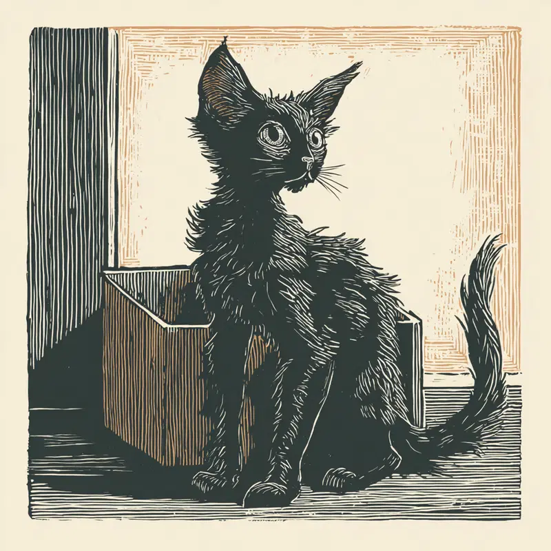 Lykoi Cat Linocut Print for Unique Home Decor Inspiration