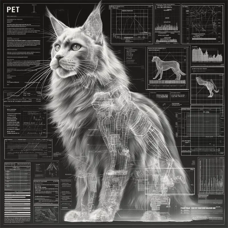 Futuristic Maine Coon Cat Anatomy Art for Unique Home Decor
