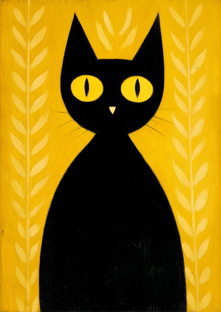 Colorful cat painting inspired by Henri Matisse's style