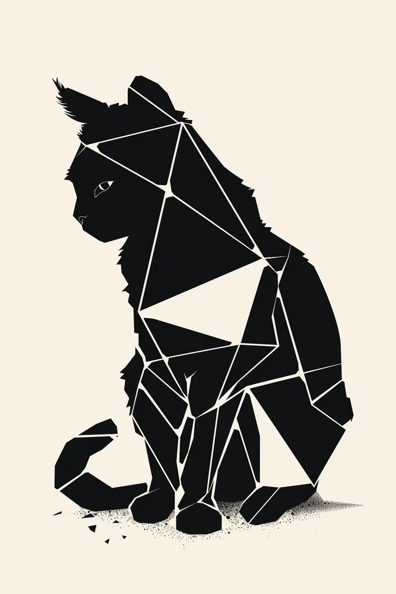 Black and White Geometric Cat Wall Art Printable Decor