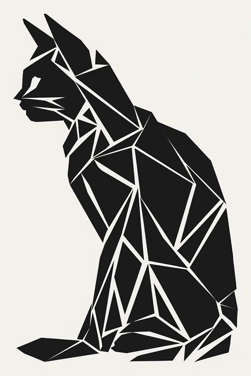 Abstract Cat Silhouette Wall Art for Minimalist Decor