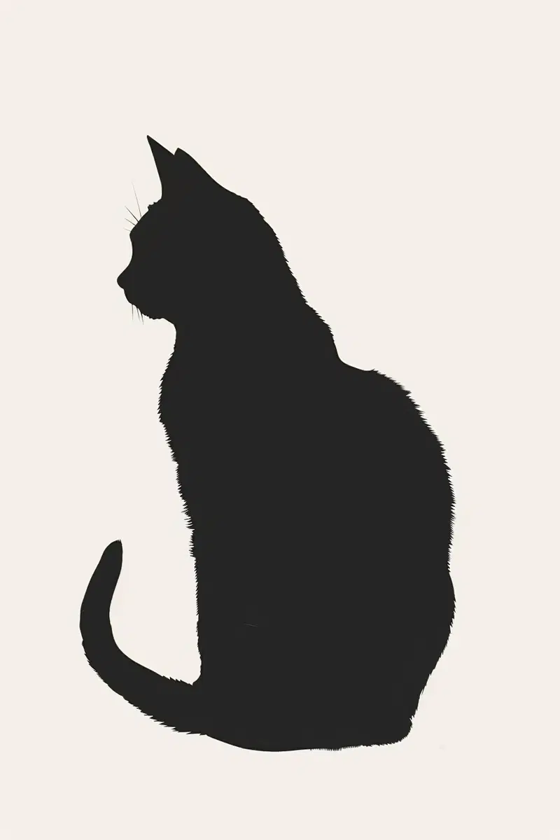 Abstract Cat Silhouette Printable Wall Art for Minimalist Decor