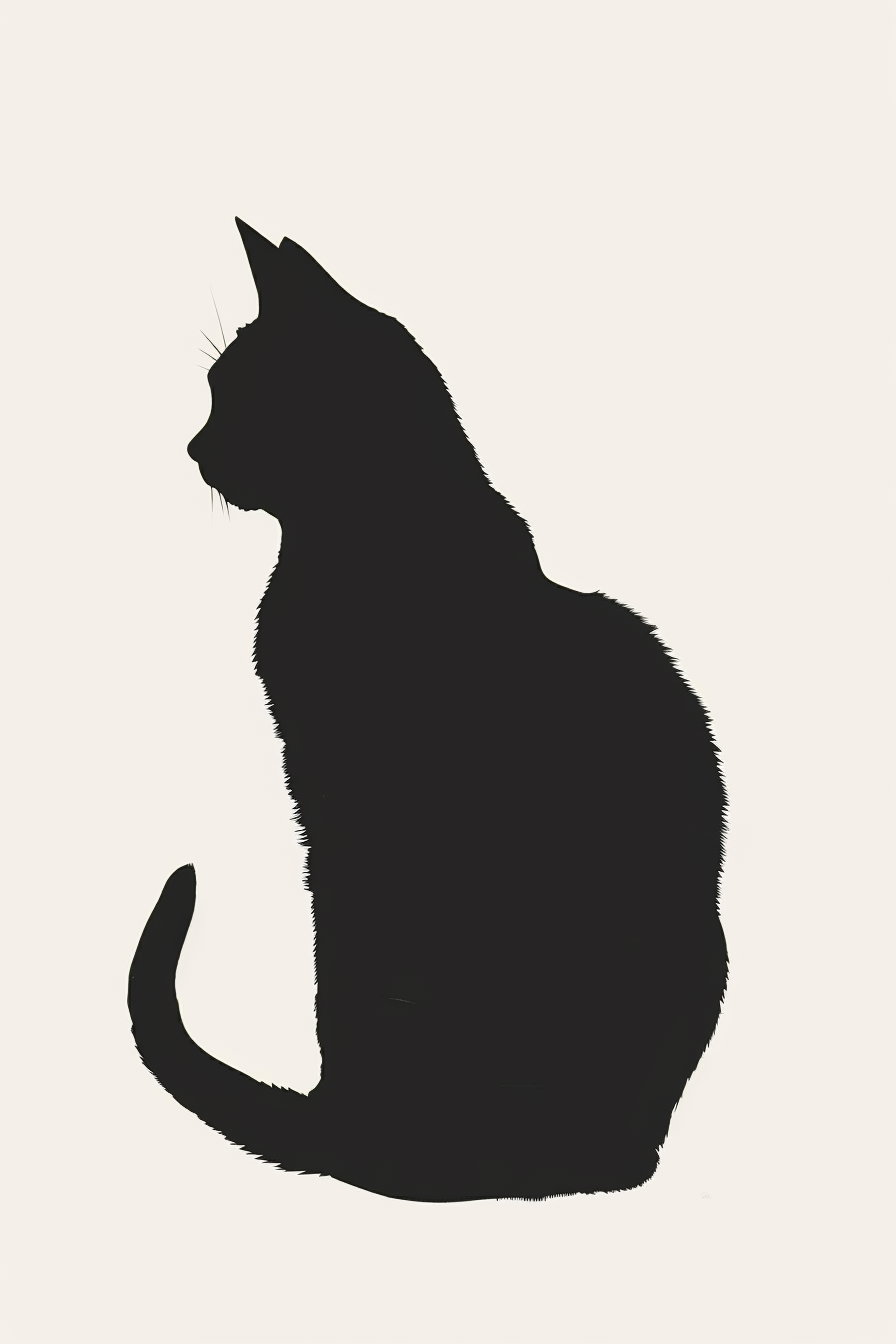 Abstract black and white cat silhouette in geometric design
