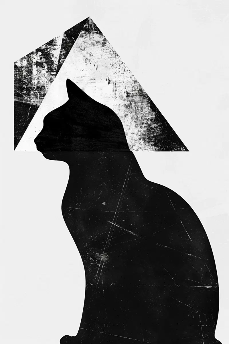 Abstract Cat Silhouette Wall Art for Minimalist Decor