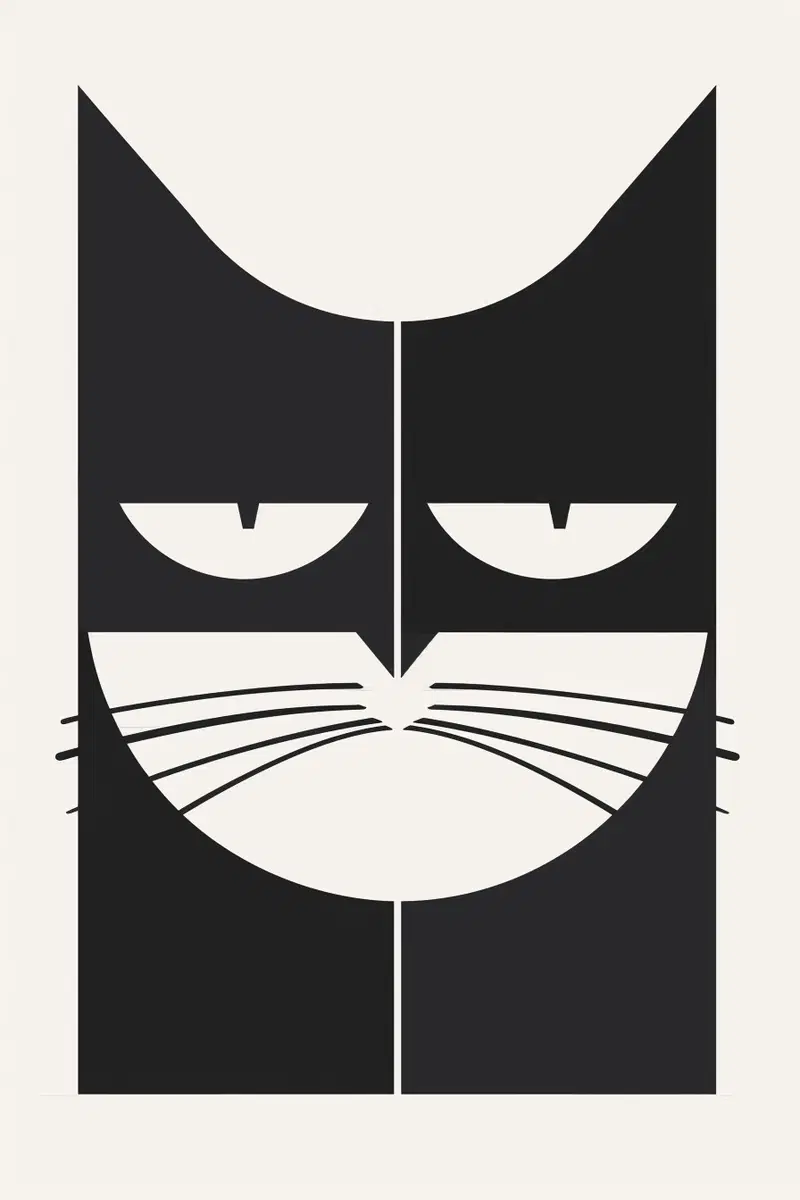 Minimalist Geometric Cat Face Wall Art Printable