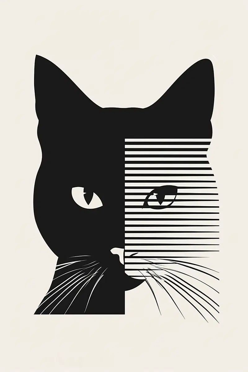 Minimalist Geometric Cat Face Wall Art Printable Decor