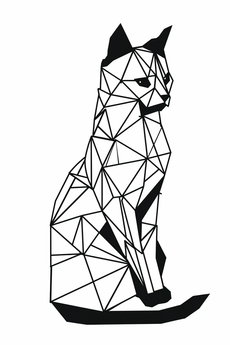 Geometric Cat Body Abstract Minimalist Wall Art Printable Decor