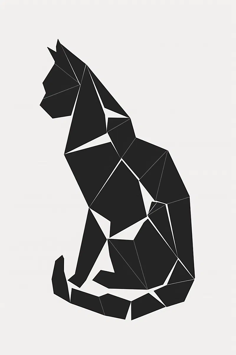 Geometric Cat Body Printable Wall Art for Minimalist Decor