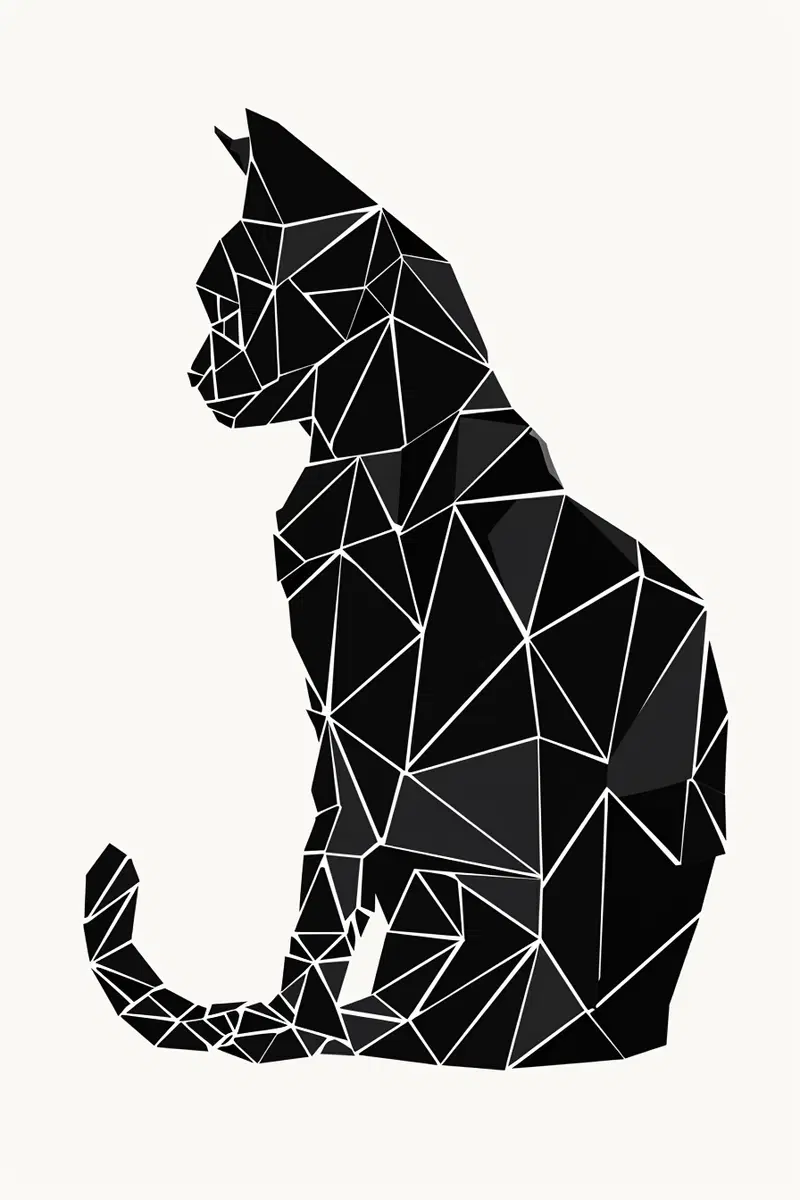 Geometric Cat Body Printable Wall Art for Minimalist Decor