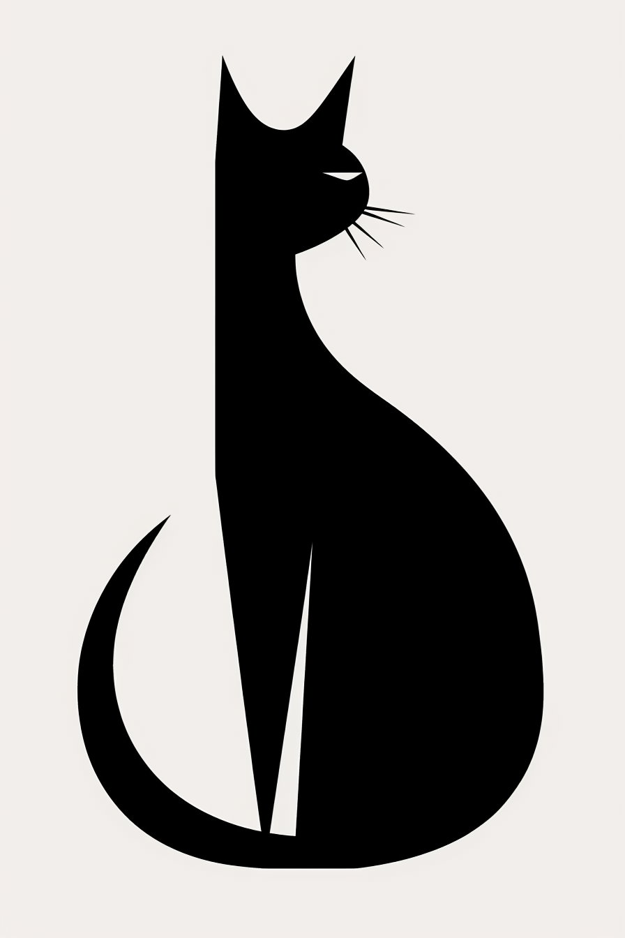 Geometric cat silhouette in black on white background