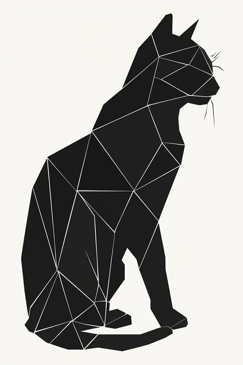 Minimalist Black Cat Geometric Wall Art Decor Ideas