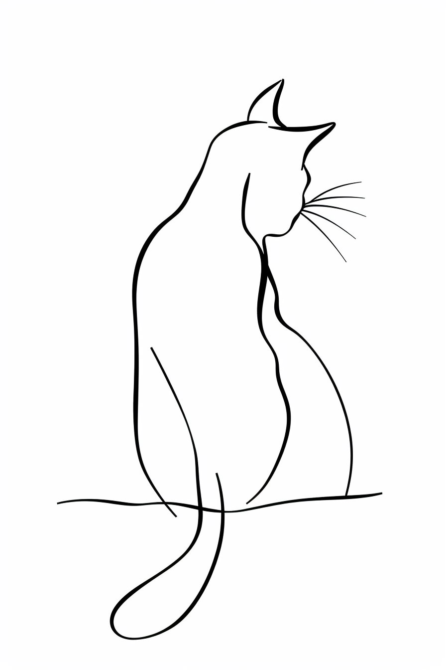 Minimalist abstract cat in continuous line art design