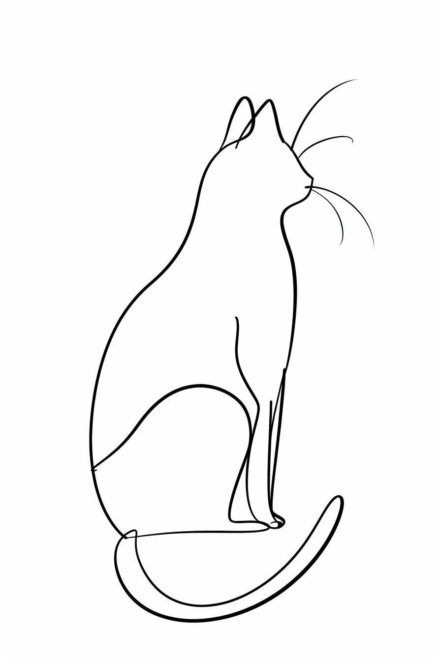 Abstract cat design in continuous line art style