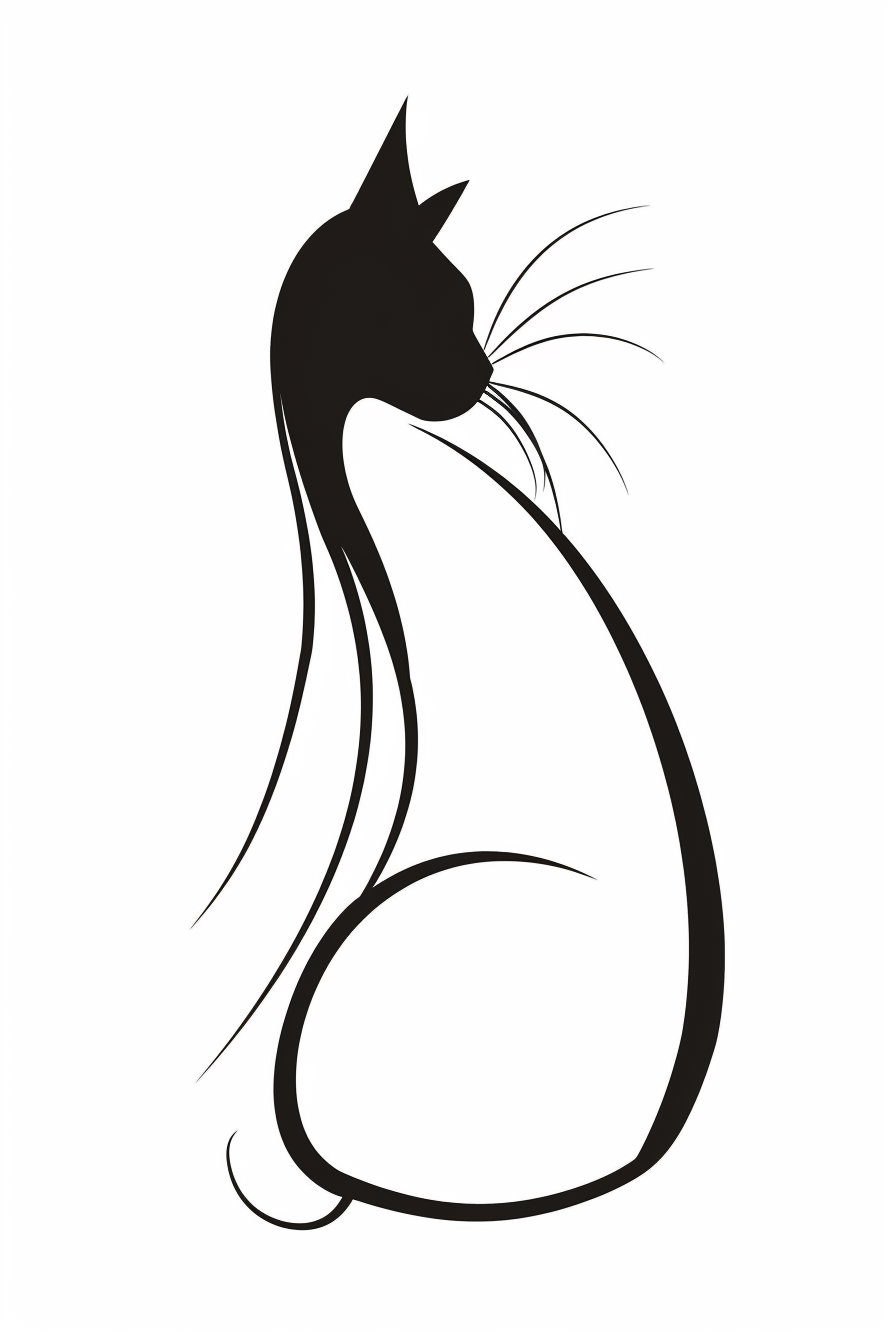 Minimalist cat silhouette in continuous line art design