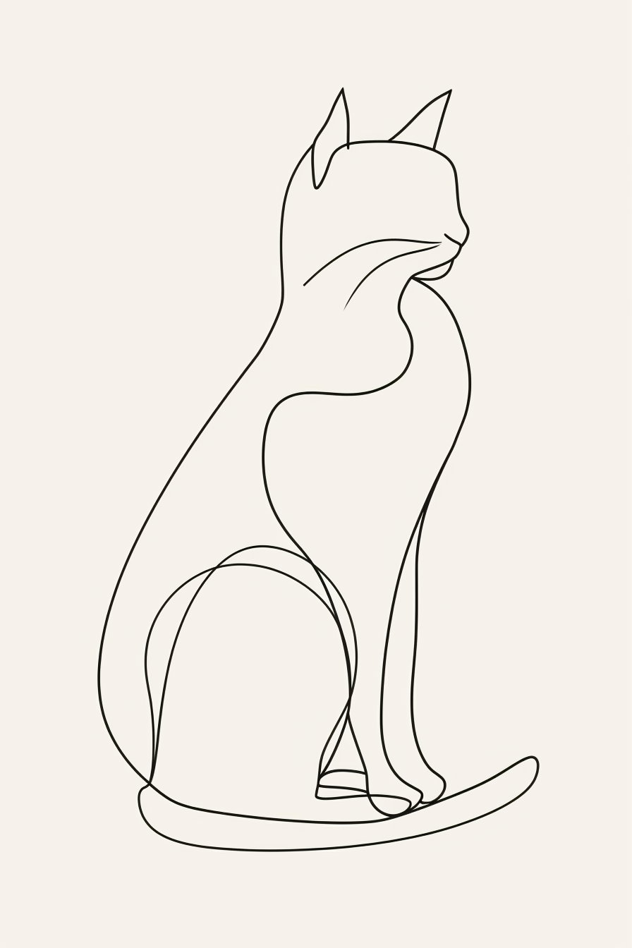 Abstract minimalist cat in continuous line art design