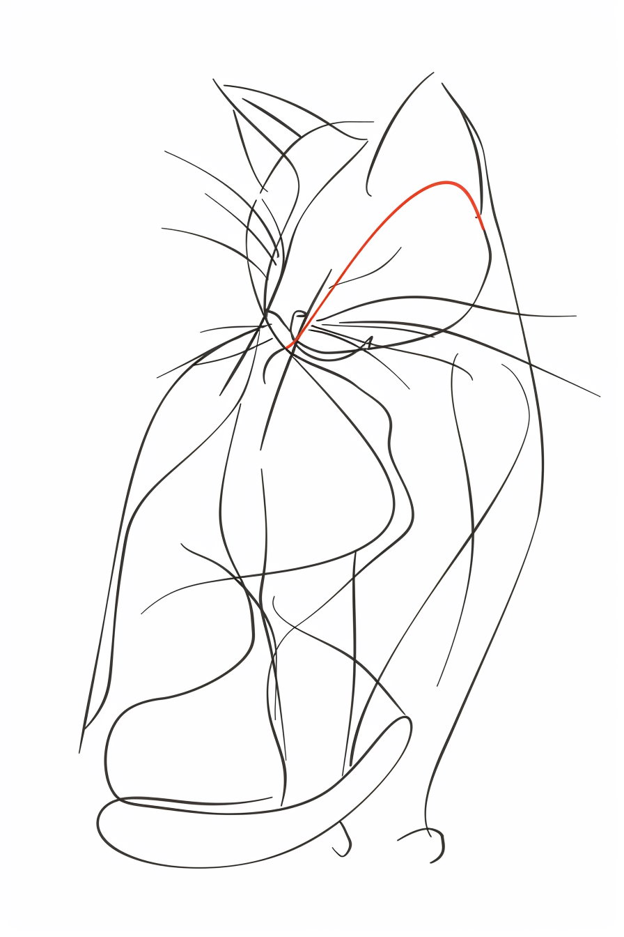 Abstract minimalist cat in continuous bold line design
