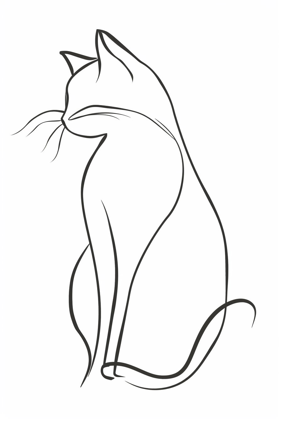 Elegant continuous line cat portrait in black on white