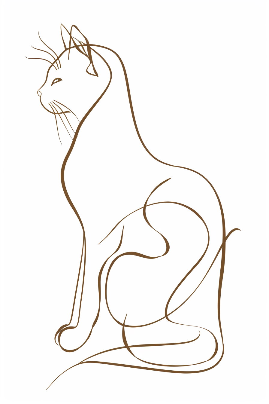 Minimalist continuous line cat on clean white background