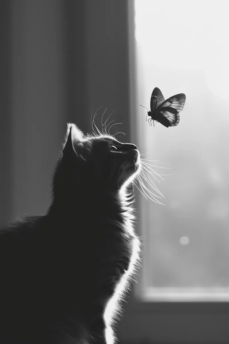 Minimalist Black and White Cat Wall Art Decor