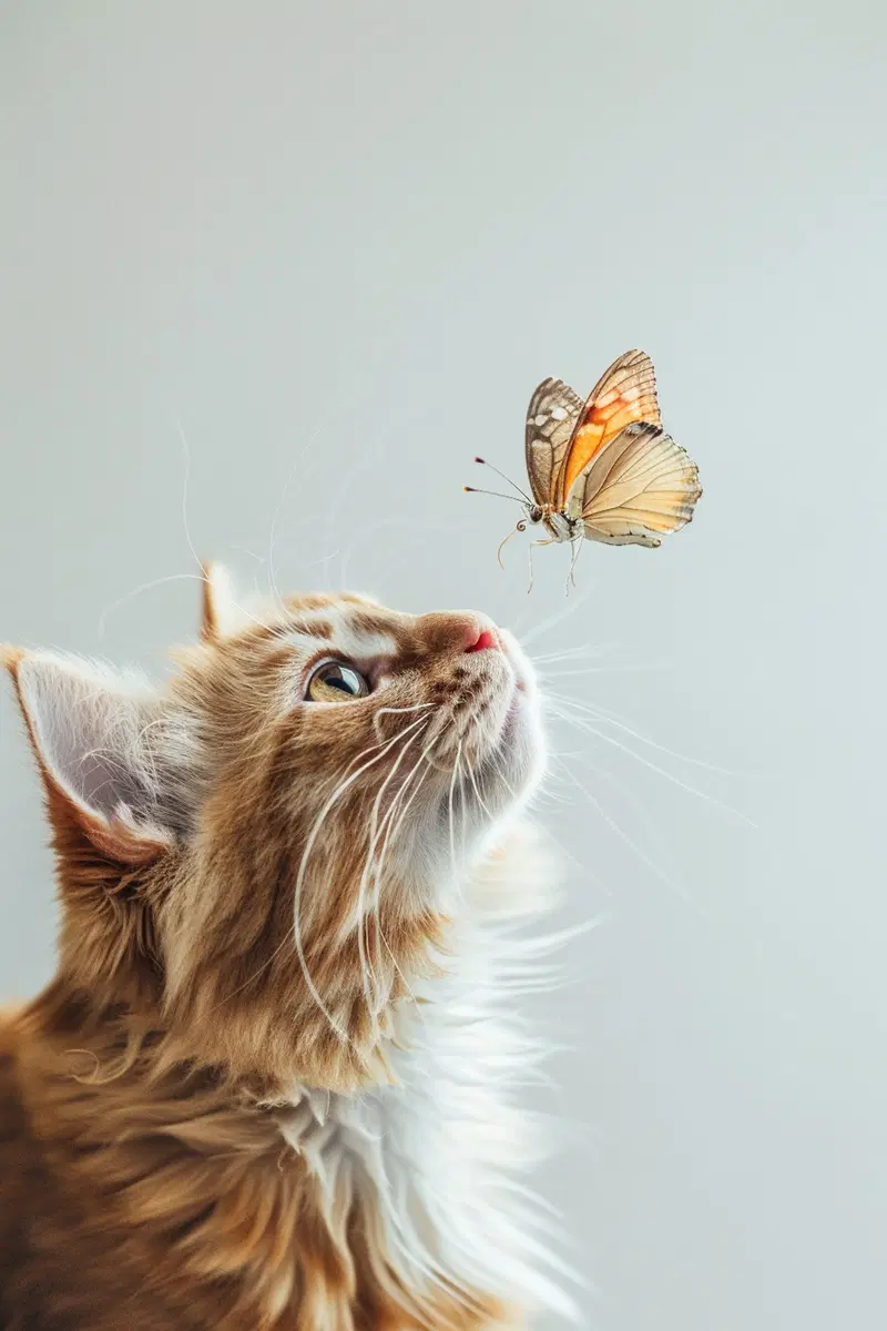 Minimalist Cat and Butterfly Wall Art for Modern Decor