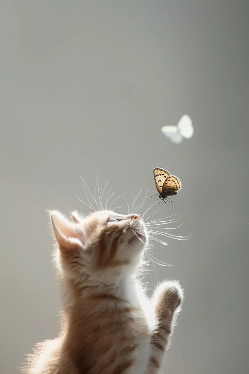 Minimalist Cat and Butterfly Wall Art Printable Decor