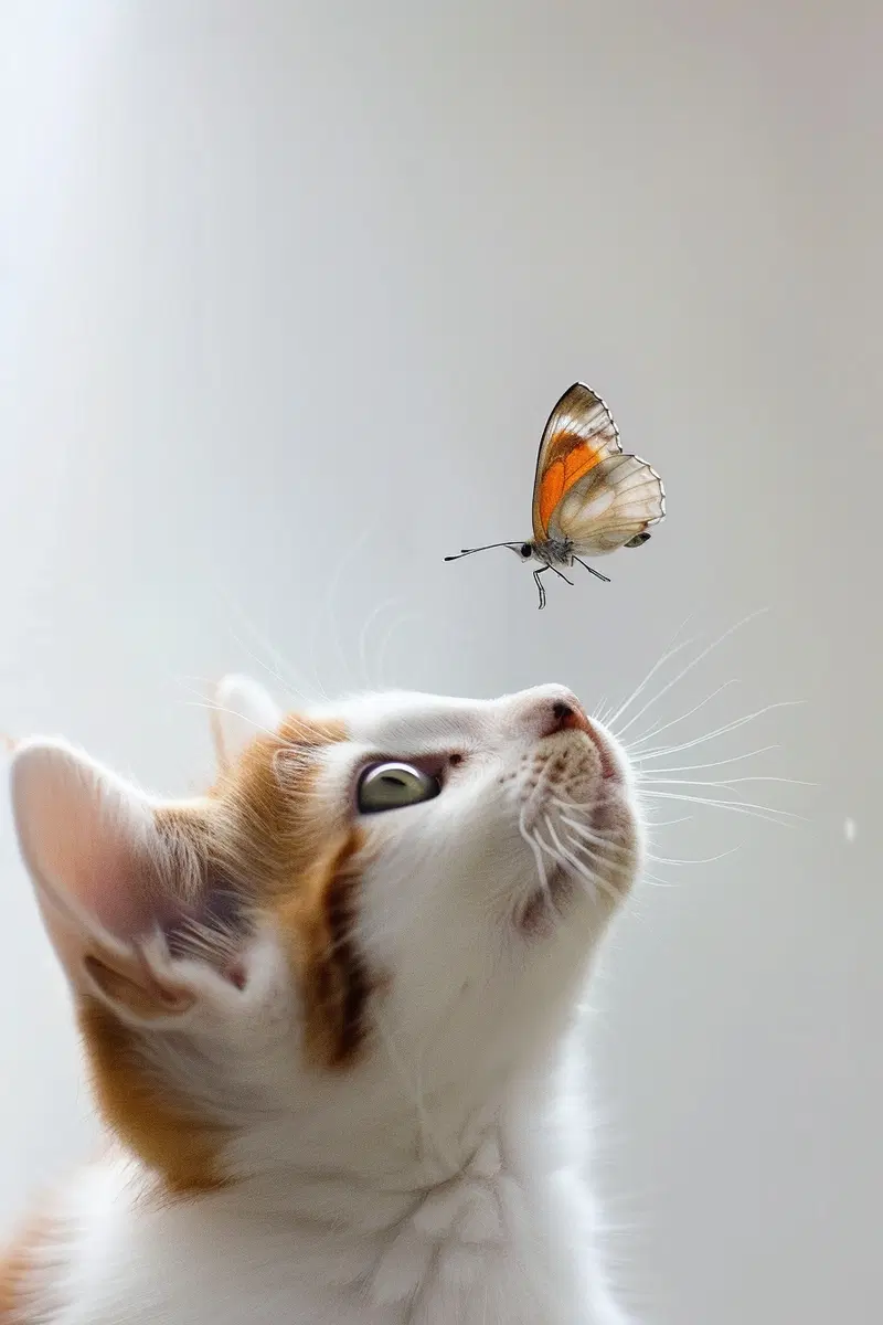 Minimalist Cat and Butterfly Printable Wall Art Decor