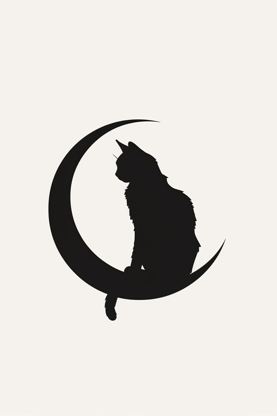 Minimal black and white cat silhouette in a circle