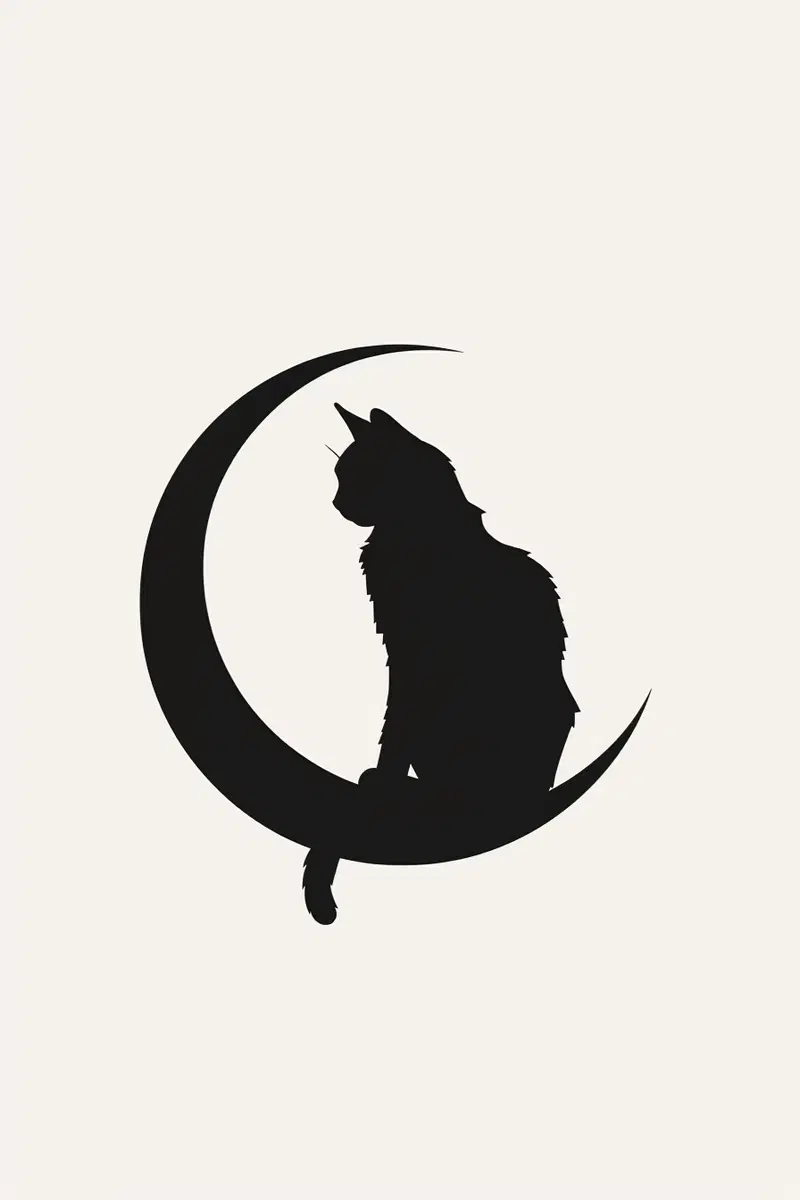 Minimalist Cat Silhouette Wall Art Printable Decor