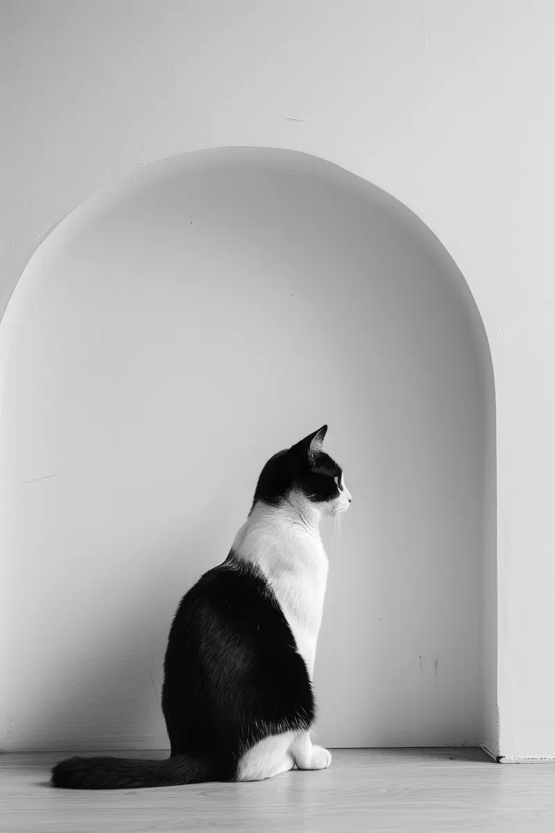 Minimalist Black and White Cat Wall Art for Modern Decor