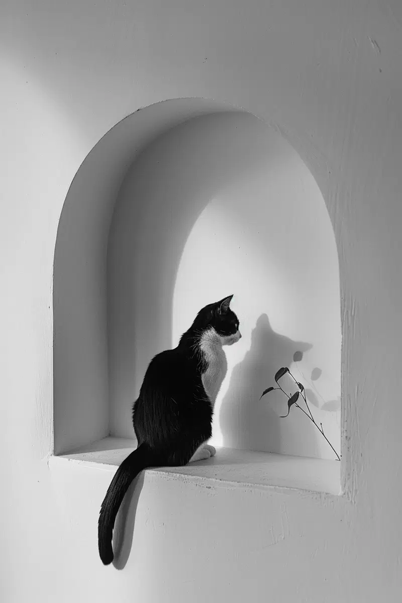 Minimalist Cat Wall Art in Neutral Aesthetic Decor