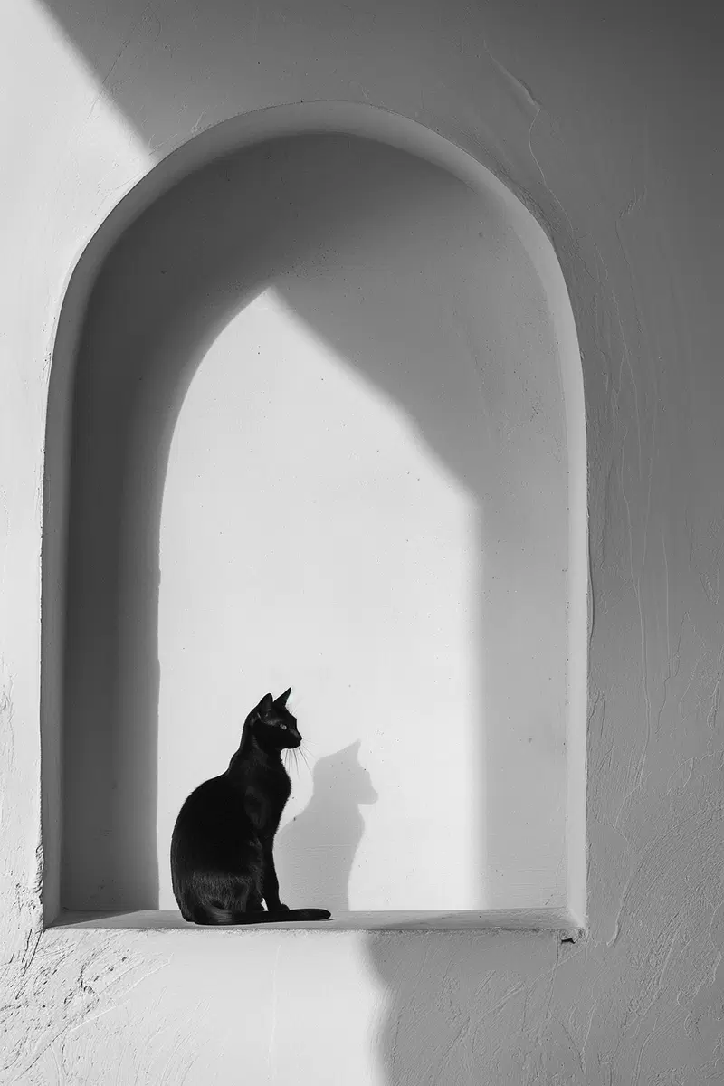 Minimalist Cat Wall Art in Neutral Aesthetic Decor