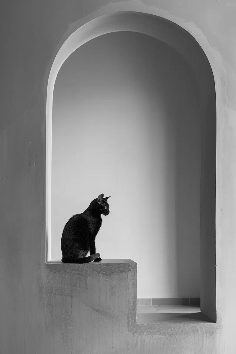 Minimalist Cat Wall Art in Neutral Aesthetic Decor