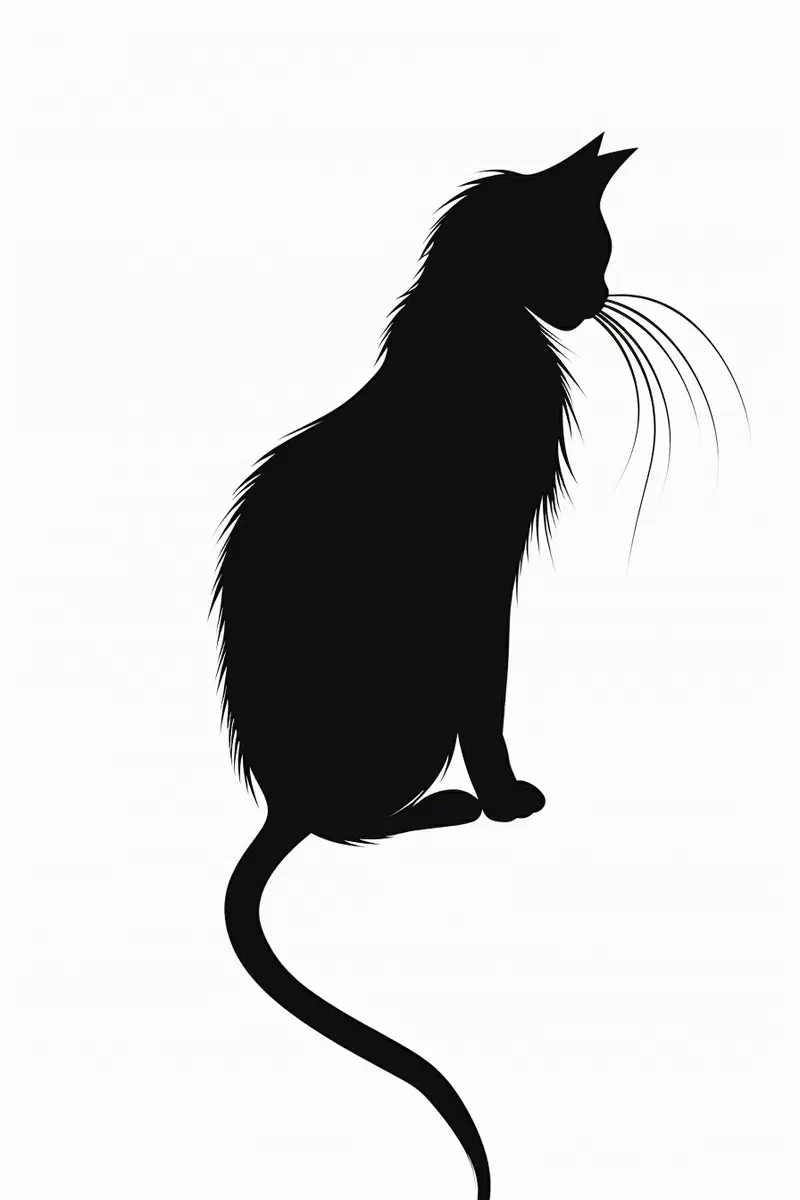 Minimalist Black Cat Silhouette Printable Wall Art Decor
